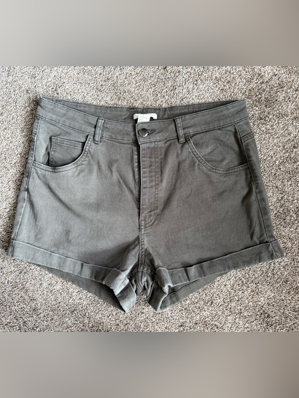 H&M Olive Green High-Rise Jean Shorts